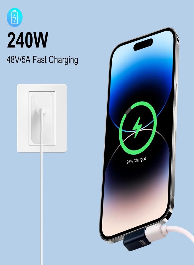 Poyiccot 2-Pack Right Angle USB C Adapter, 80Gbps/240W PD/8K@60Hz, Right Angle 90 Degree USB C Adapter, Type C Extender Support Thunderbolt 5/4 for iPhone 15, MacBook, Steam Deck, Switch - Image 3