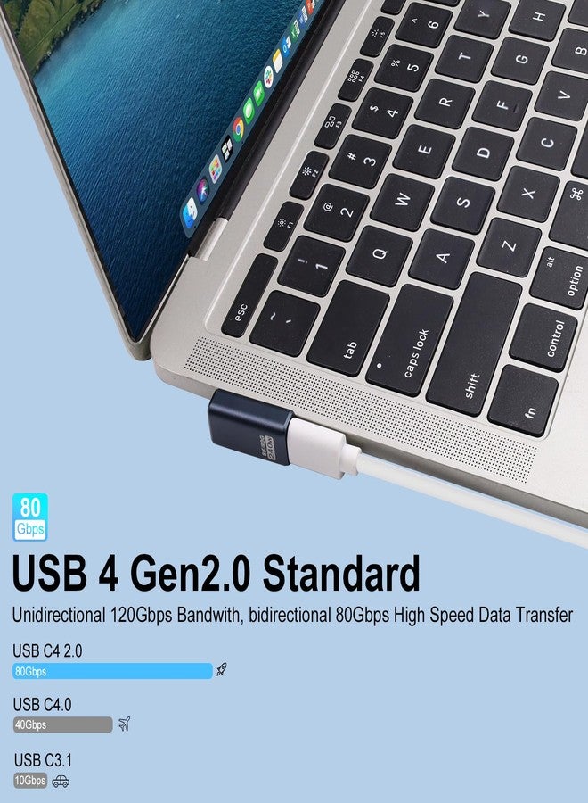 Poyiccot 2-Pack Right Angle USB C Adapter, 80Gbps/240W PD/8K@60Hz, Right Angle 90 Degree USB C Adapter, Type C Extender Support Thunderbolt 5/4 for iPhone 15, MacBook, Steam Deck, Switch - Image 2