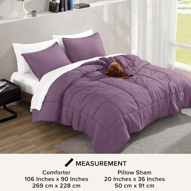 UGG Leonora Comforter Set with 2 Pillow Shams Lightweight Down Alternative Blanket Reversible Cozy Warm All Season Washable and Hypoallergenic Bedding Set, King, Purple Shadow - Image 5