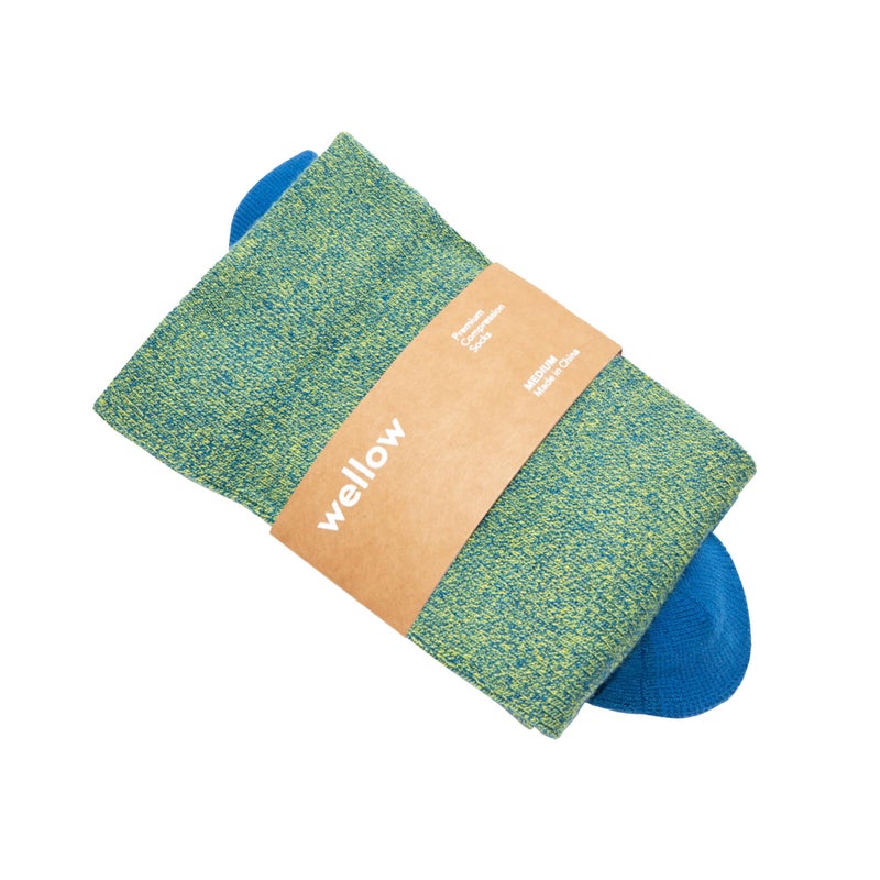 Wellow Knee High Compression Socks for Men & Women | 18-25 mmHg Made with Viscose from Bamboo | Nurses & Pregnancy Support | Relieves Swelling | Regular, MD, Surf Twist - Image 1