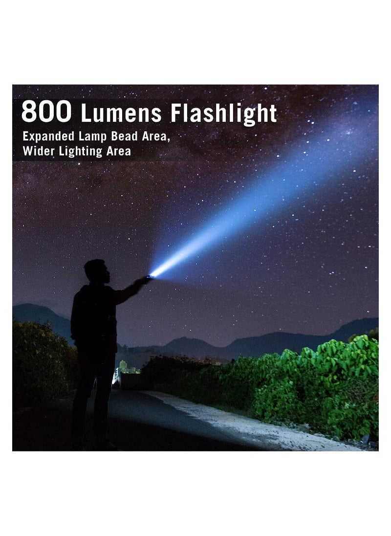 ELTRAZONE - Rechargeable LED Flashlight Mini Light - COB Flashlights with 800 Lumens Bright and 4 Modes & Waterproof Emergency Lights for Walk the Dog Fishing and Camping etc(USB Charging Cable included) - Image 1
