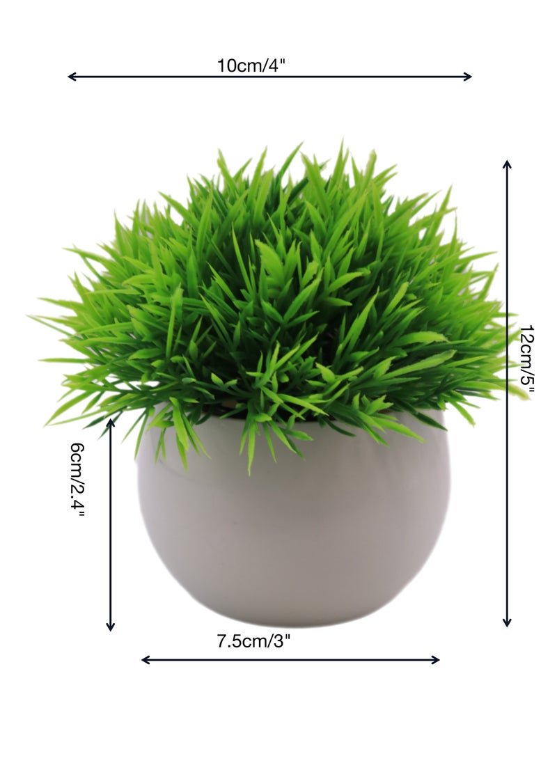 YASMINARA 2 Pack Mini Artificial Plants in Pot,Small Artificial Lush Green Grass,Faux Botanical Decor for Indoor Home Office Desktop Bookshelf Greenery Decoration-Green  - Image 5
