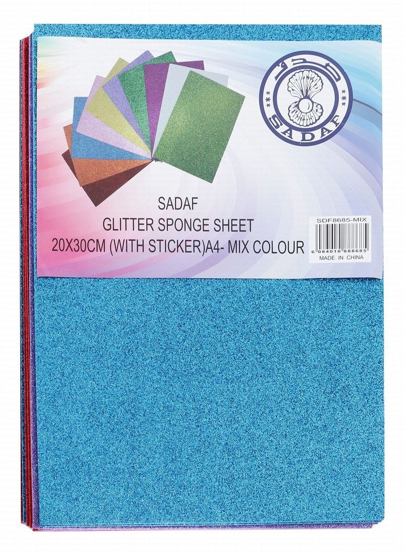 10-Piece A4 Size Glitter Sponge Sheet With Sticker Assorted Colours - pzsku/Z37B37D2580486F9536D6Z/45/_/1716834756/a7ea8541-9452-4253-aa57-33cd0fef9c3c