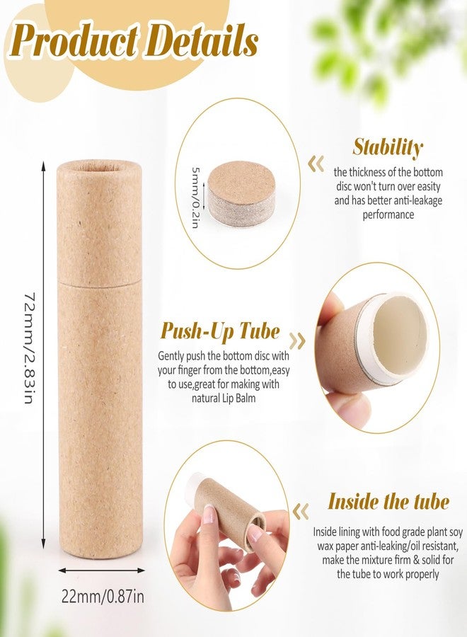 DMuuuDM 15 Pcs 0.3 oz Paperboard Lip Balm Tubes,Empty Kraft Paper Chapstick Tube Holder,Push-Up Style Biodegradable Solid Lip Gloss Container for DIY Homemade Balm,Natural Packaging Container - Brown - Image 2