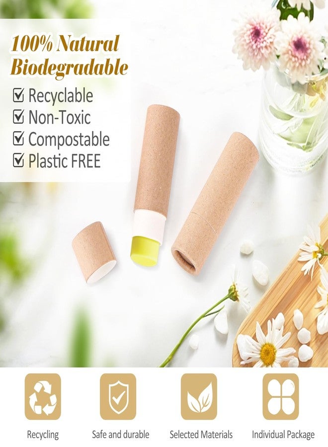 DMuuuDM 15 Pcs 0.3 oz Paperboard Lip Balm Tubes,Empty Kraft Paper Chapstick Tube Holder,Push-Up Style Biodegradable Solid Lip Gloss Container for DIY Homemade Balm,Natural Packaging Container - Brown - Image 4