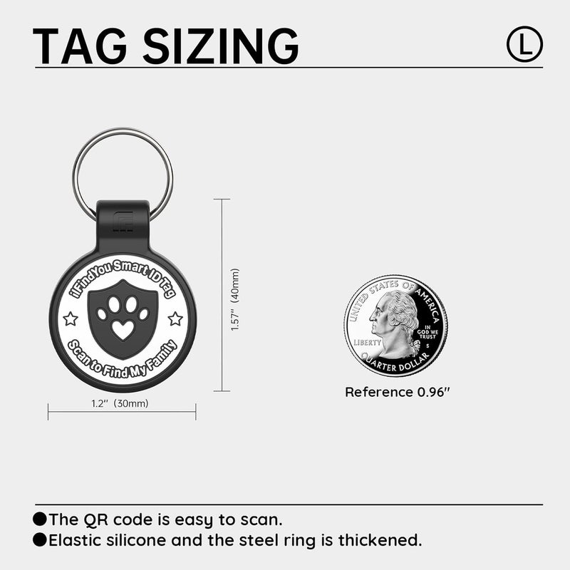 ILFINDYOU Dog Tags Personalized for Pets, Paw Print Design QR Code Dog Name Tags for Pet Collar, Online Profile Systerm,Editable Any Names and Phone Numbles,Black,L - Image 2
