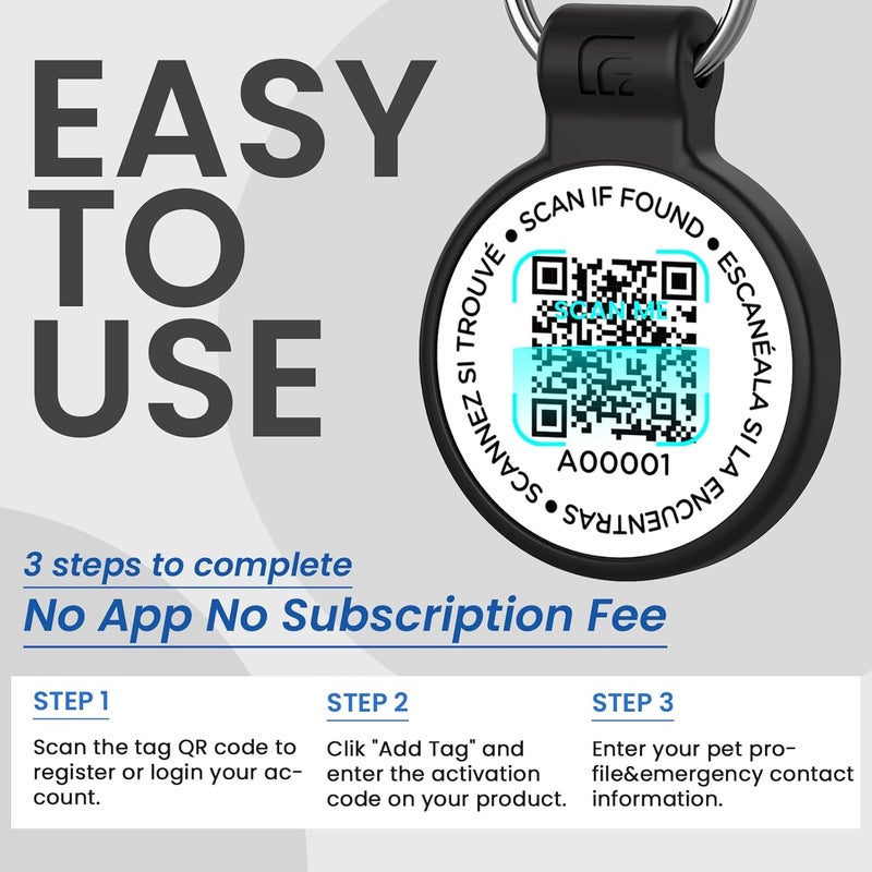 ILFINDYOU Dog Tags Personalized for Pets, Paw Print Design QR Code Dog Name Tags for Pet Collar, Online Profile Systerm,Editable Any Names and Phone Numbles,Black,L - Image 4