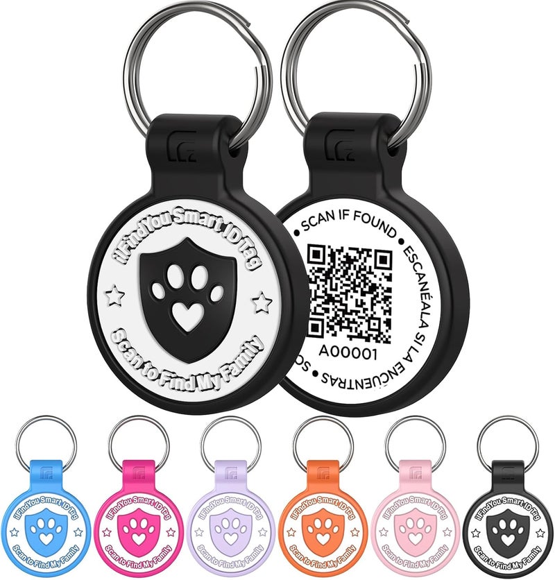 ILFINDYOU Dog Tags Personalized for Pets, Paw Print Design QR Code Dog Name Tags for Pet Collar, Online Profile Systerm,Editable Any Names and Phone Numbles,Black,L - Image 1