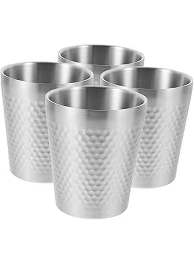 LALAFINA 4pcs 300ml Stainless Steel Camping Mugs Shatterproof Outdoor Water Tumblers - Image 1