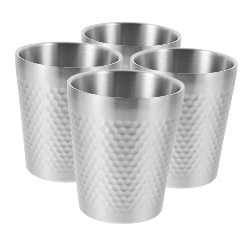 LALAFINA 4pcs 300ml Stainless Steel Camping Mugs Shatterproof Outdoor Water Tumblers - Image 2
