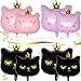 Zomiboo 8 Pieces Crown Cat Foil Balloons Cute Kitty Cat Kitten Birthday Balloons Animal Themed Party Supplies Pink Black Small Size Cute Style - Image 4