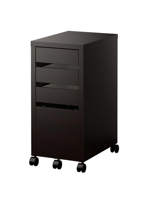 Drawer unit with drop-file storage, black-brown, 35x75 cm