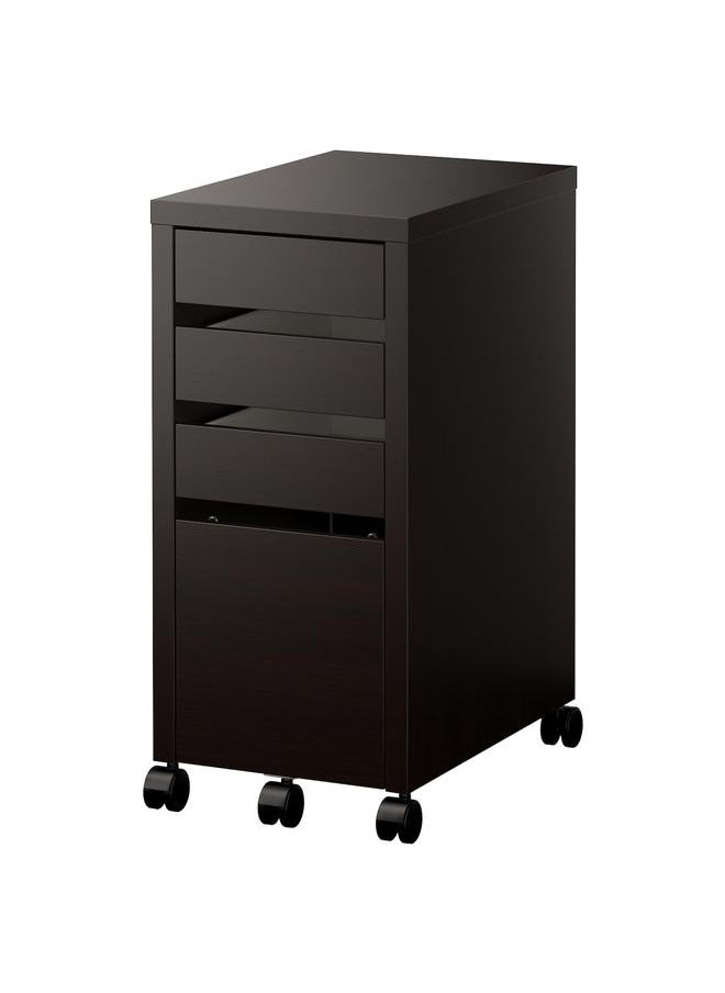 Drawer unit with drop-file storage, black-brown, 35x75 cm