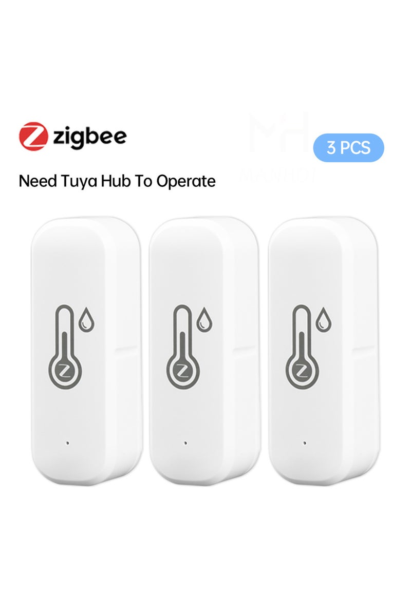 إيروريكس مقياس حرارة ذكي يعمل بالبطارية مزود بمستشعر درجة الحرارة والرطوبة بتقنية Zigbee/Wifi من Tuya، مكون من 3 قطع، يعمل بتقنية Zigbee/Wifi، مزود بتطبيق S