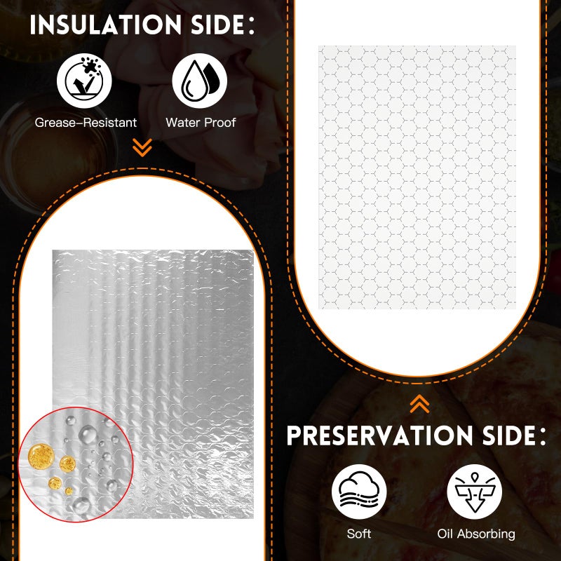 EcoDispose Pre-Cut Insulated Foil Sandwich Wrap Sheets Grease-Resistant for Hot Food (10-1/2" x 14",100 PCS) - Image 3