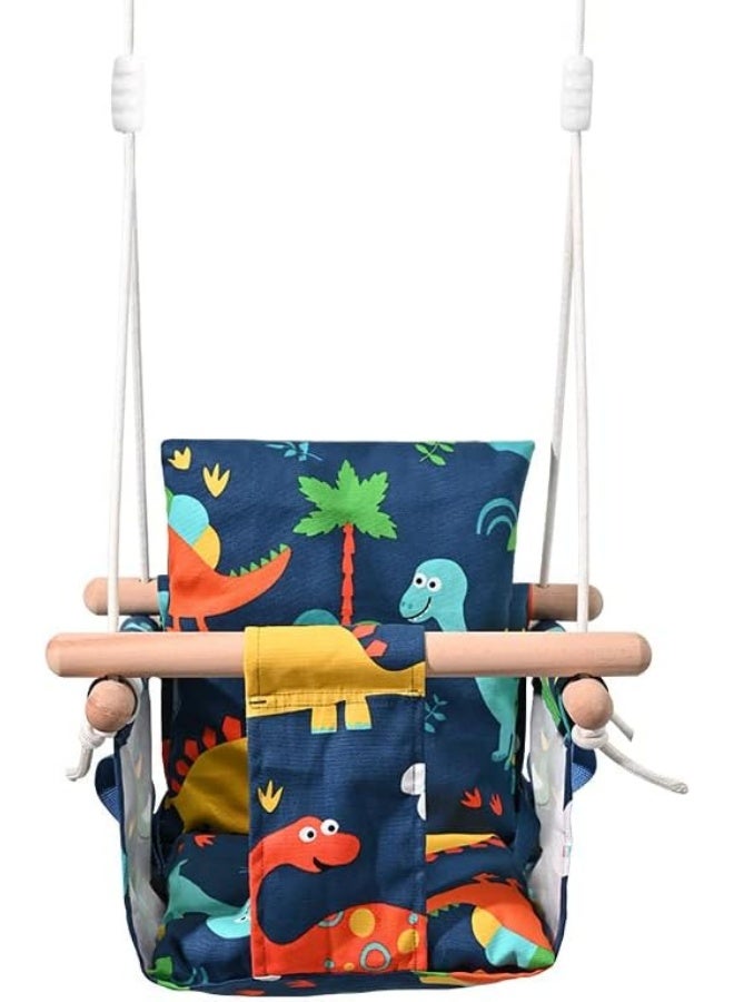 Rainbow Toys أرجوحة قماشية للأطفال، كرسي أرجوحة معلق خشبي، كرسي أرجوحة متين للأطفال، أرجوحة خارجية وداخلية للأطفال - Image 3