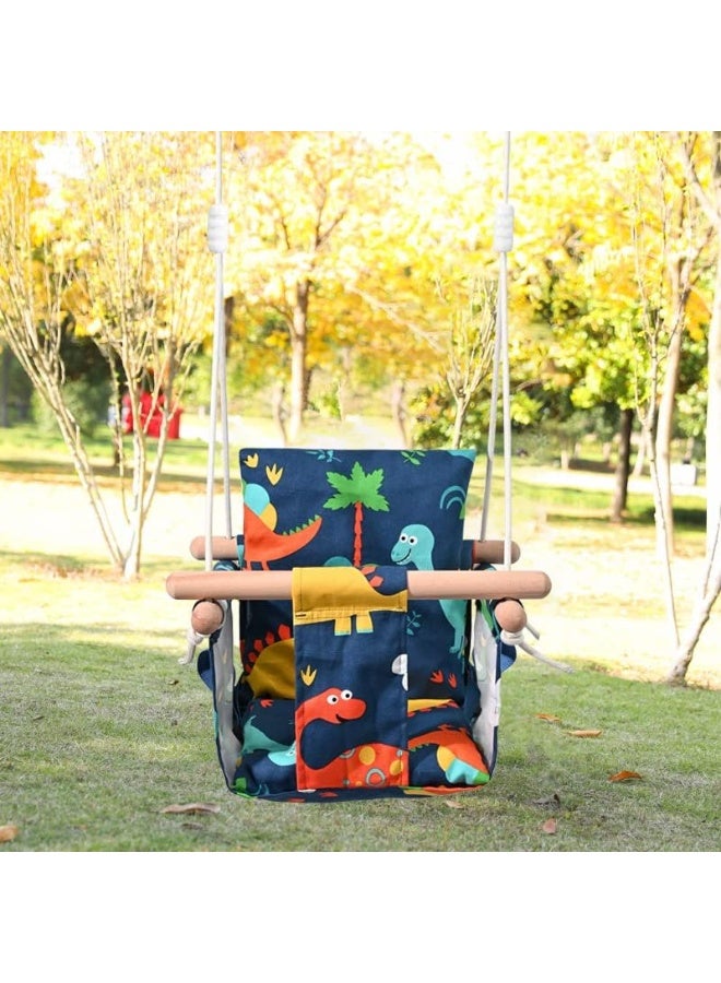 Rainbow Toys أرجوحة قماشية للأطفال، كرسي أرجوحة معلق خشبي، كرسي أرجوحة متين للأطفال، أرجوحة خارجية وداخلية للأطفال - Image 4
