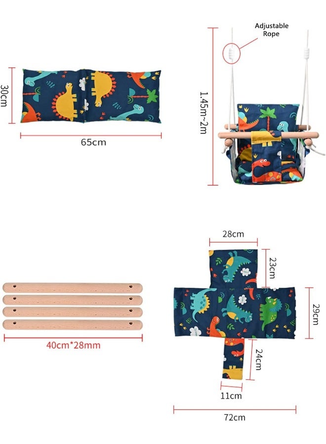 Rainbow Toys أرجوحة قماشية للأطفال، كرسي أرجوحة معلق خشبي، كرسي أرجوحة متين للأطفال، أرجوحة خارجية وداخلية للأطفال - Image 2