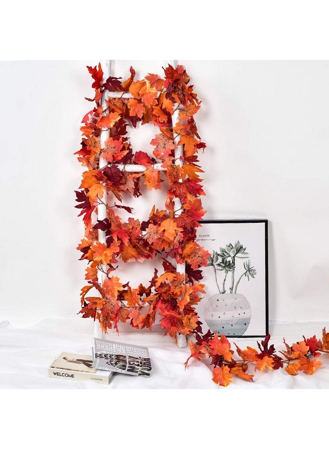 DearHouse DearHouse 2 Pack Fall Garland Maple Leaf, 5.9Ft/Piece Hanging Vine Garland Artificial Autumn Foliage Garland Thanksgiving Decor for Home Wedding Fireplace Party Christmas (Red)  - Image 3