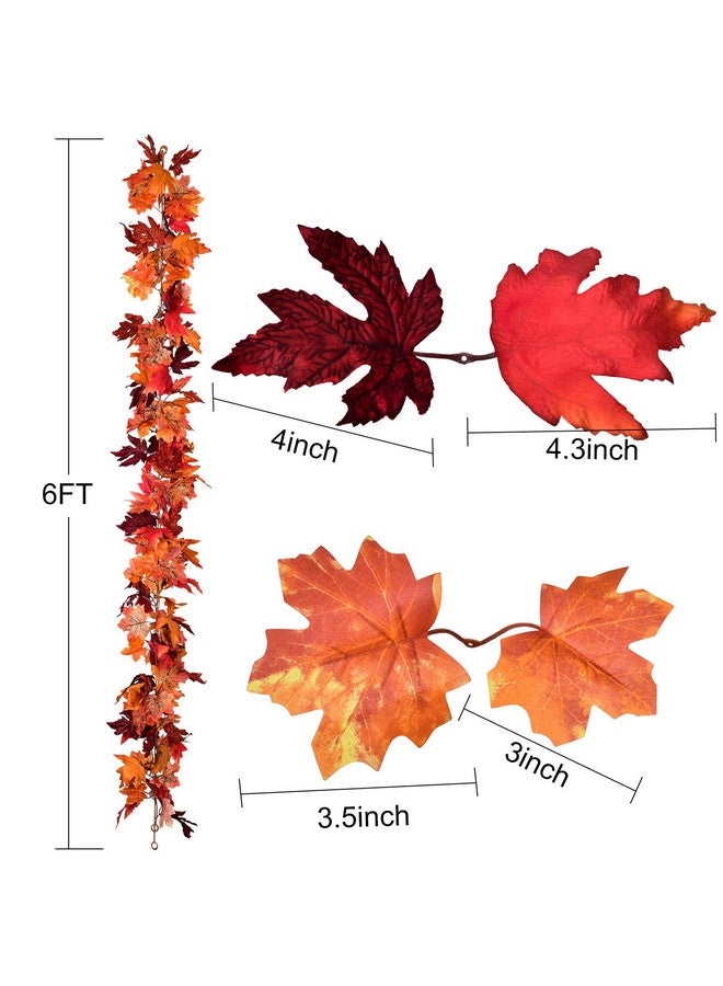 DearHouse DearHouse 2 Pack Fall Garland Maple Leaf, 5.9Ft/Piece Hanging Vine Garland Artificial Autumn Foliage Garland Thanksgiving Decor for Home Wedding Fireplace Party Christmas (Red)  - Image 2
