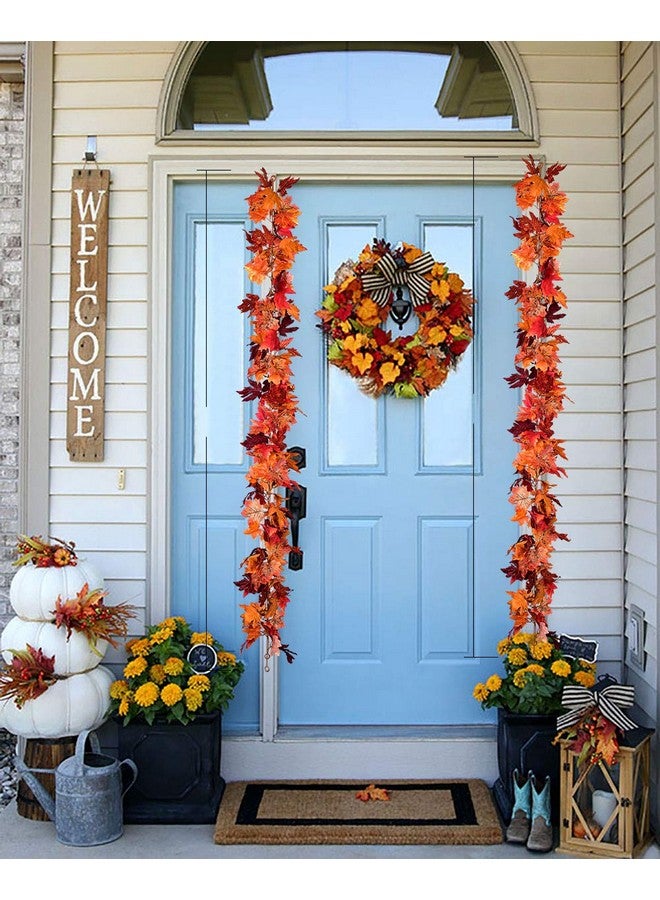 DearHouse DearHouse 2 Pack Fall Garland Maple Leaf, 5.9Ft/Piece Hanging Vine Garland Artificial Autumn Foliage Garland Thanksgiving Decor for Home Wedding Fireplace Party Christmas (Red)  - Image 4