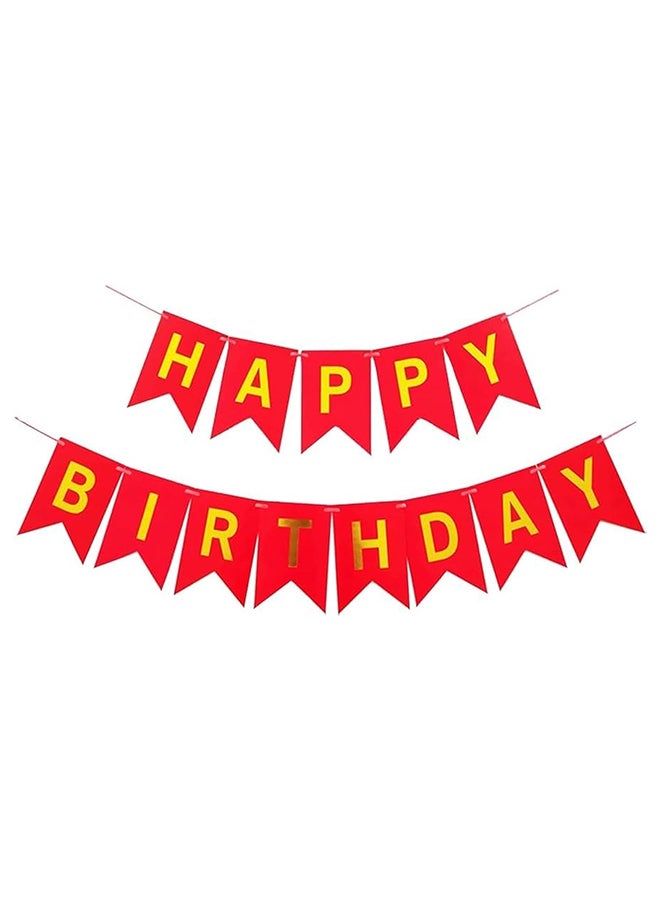 Goldedge Banner Happy Birthday 13 Piece Bunting Home, Party Hall and Backyard Red Color Decoration Birthday Signs Party Supplies  - Image 1