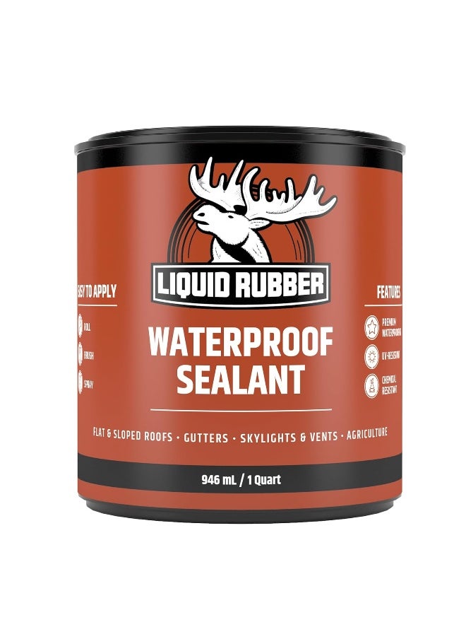 Generic - L R Liquid Rubber Waterproof Sealant - Multi-Surface Leak Repair Indoor and Outdoor Coating, Water-Based, Easy to Apply, Original Black, 1 Quart - Image 1