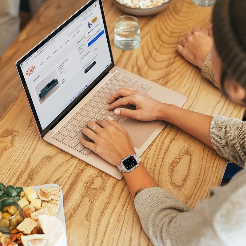 amBand Compatible for Apple Watch Clear Band 38mm 40mm 41mm with Case, [Anti Yellow] Women Cute Crystal Durable Sport Transparent Protective for iWatch Series 9/8/7/6/5/4/3/2/1 SE, Wild Flower - Image 4