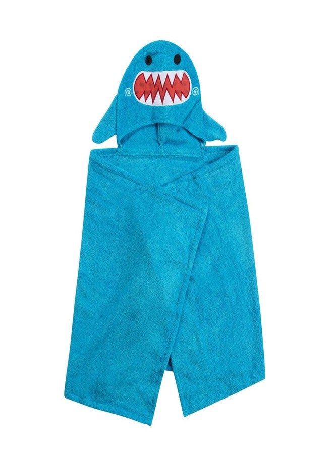 ZOOCCHINI Hooded Bath Towel for Kids - 100% Cotton Terry, Plush & Absorbent for Bathtime or Pool, 50" x 22" (2-6 Years), Sherman The Shark - Image 1