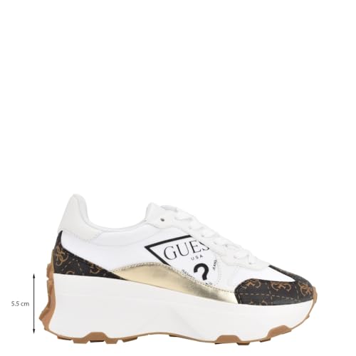 GUESS Women's Calebb5 Sneaker, White/Brown 145, 7 - Image 5