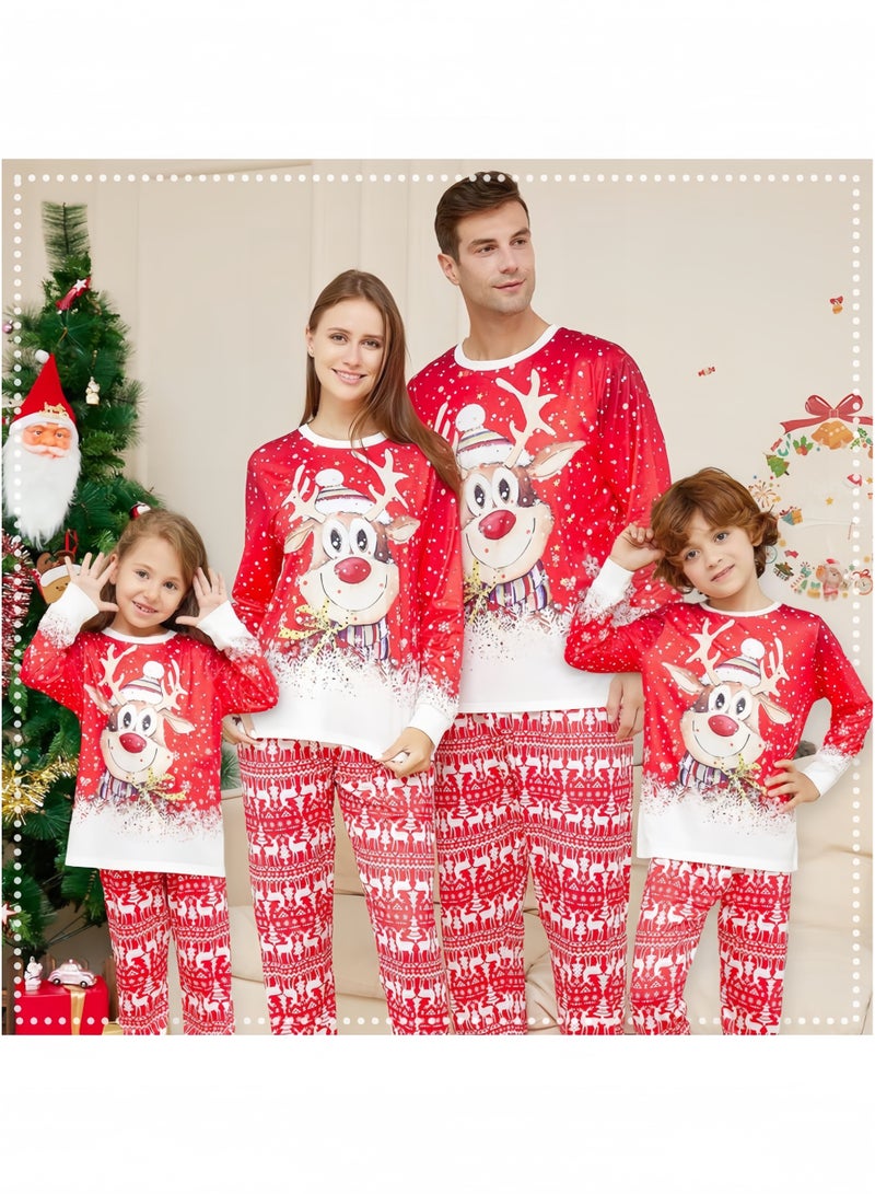 جيجيرو طقم بيجامات عيد الميلاد للعائلة، بيجامات عيد الميلاد بطبعة الأيل، ملابس نوم شتوية برقبة دائرية (رجال) - Image 3