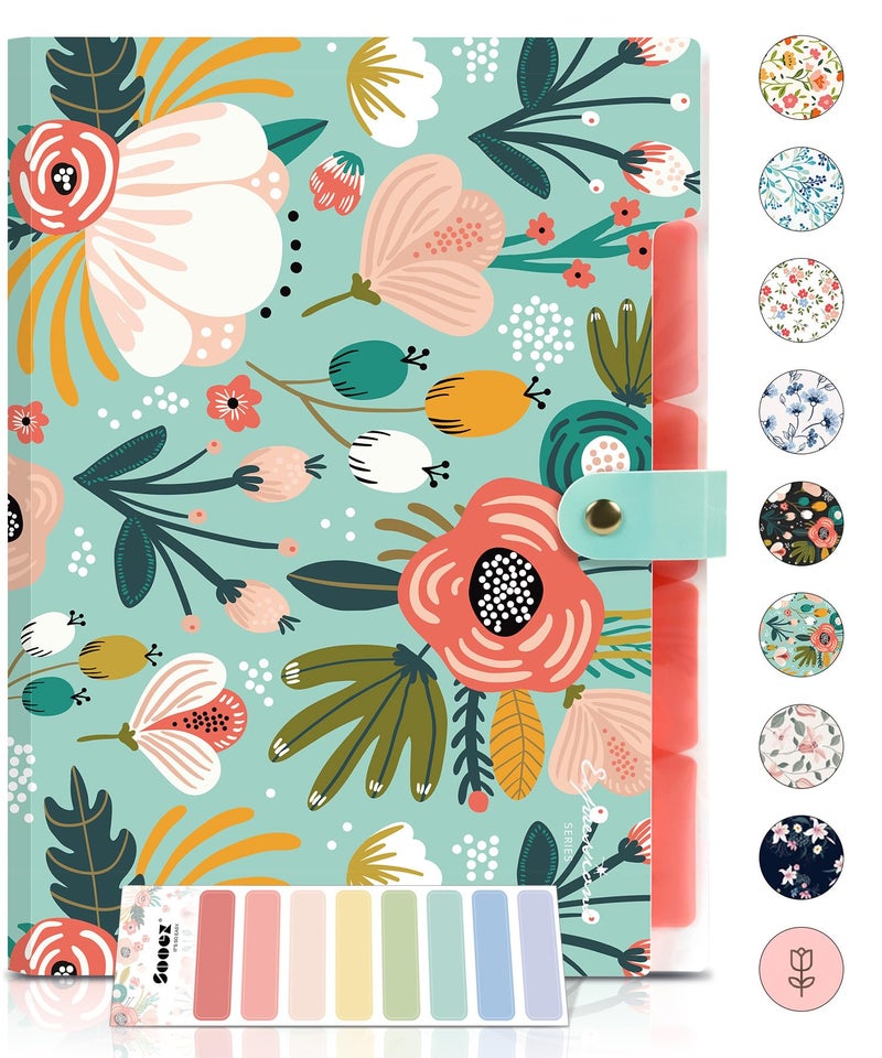 Sooez File Folders Organizer, Folders with 5 Pockets, Folders for Documents w/Sticker, Accordion File Organizer, Paper Receipt Bill Filing Organizer, School College Office Travel Essentials Supplies - Image 1