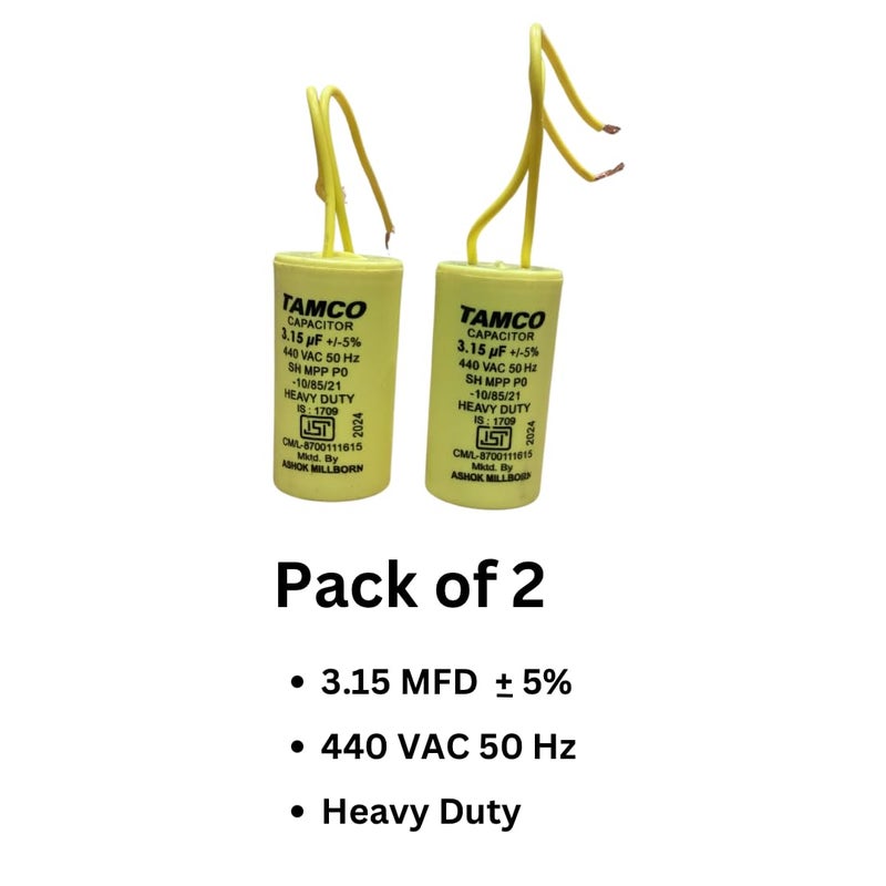 Tamco 315 MFD 440V capacitor for ceiling fan and Mini Cooler Motor pack of 2  - Image 2