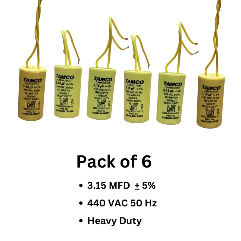 Tamco 315 MFD 440V capacitor for ceiling fan and Mini Cooler Motor pack of 2  - Image 5