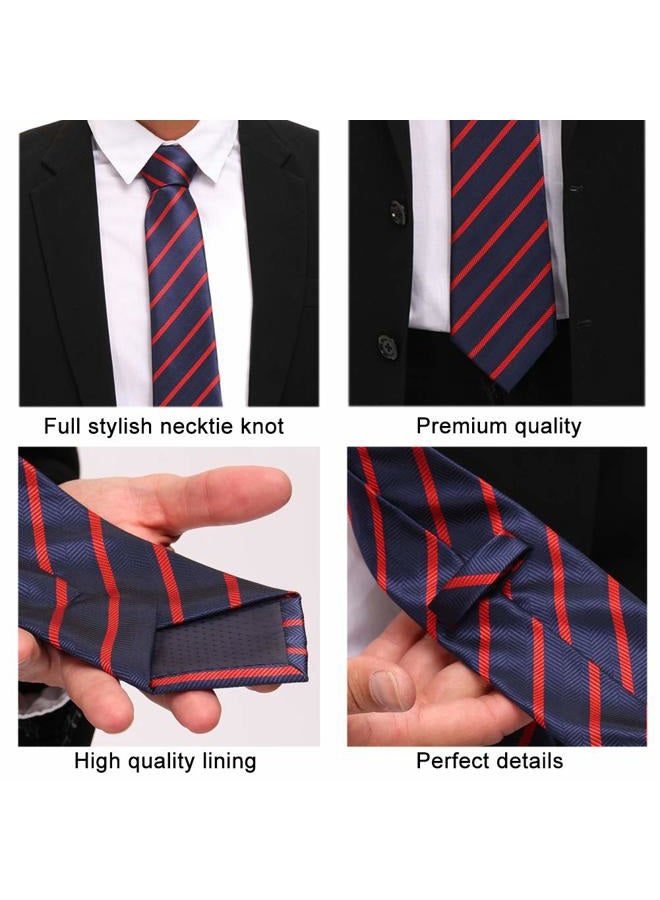 Adulove Men's Silk Woven Jacquard Neck Ties (6 Pieces, Blue/Pink/Orange) - Image 5
