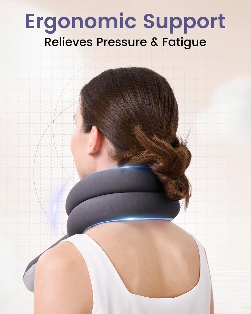 KPNEOL Travel Pillow, Neck Pillow – Ergonomic Memory Foam Pillow for Airplane, Adjustable & Ultra-Lightweight with Dual-Sided Fabric for Flight, Car, and Office Use, Grey - Image 3