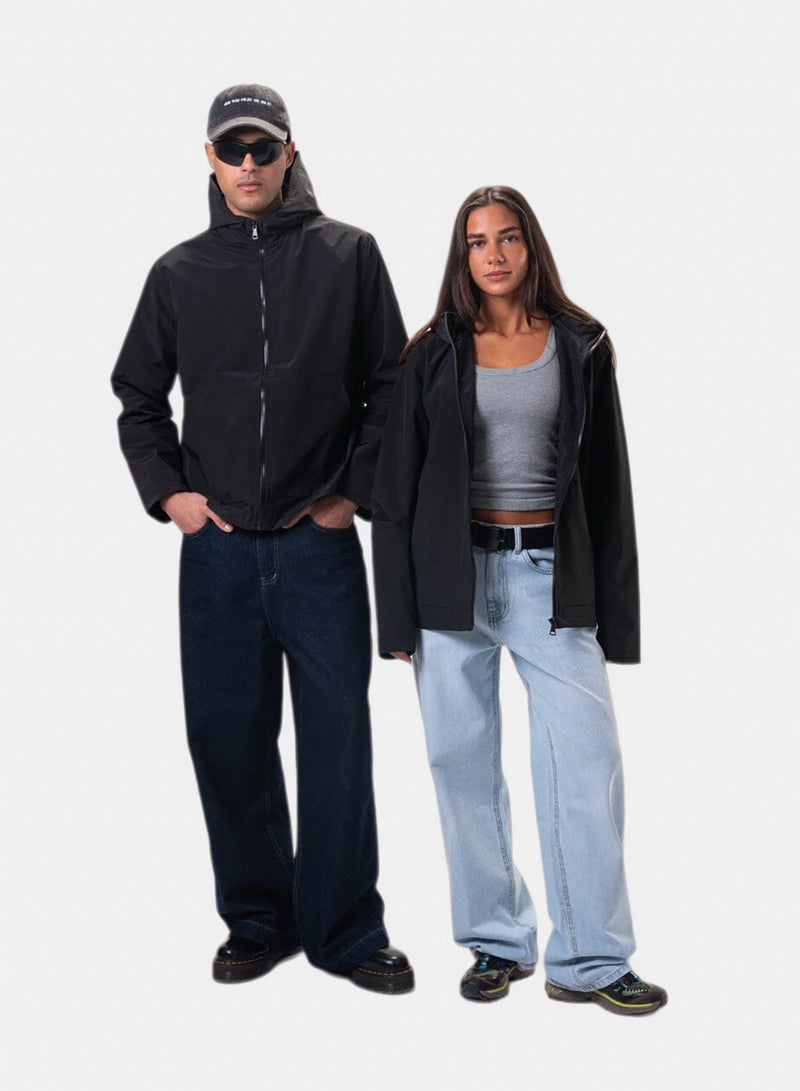 In Your Shoe Black Plain Oversized Thick Windbreaker - Image 2