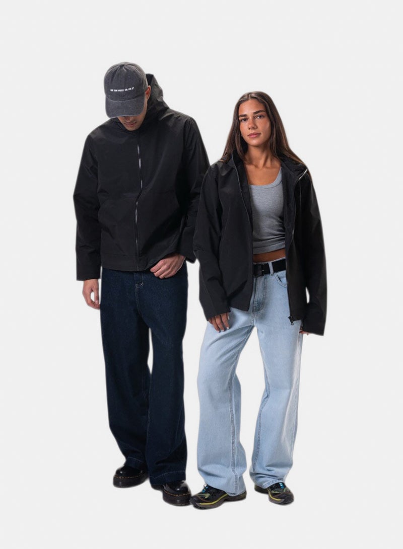 In Your Shoe Black Plain Oversized Thick Windbreaker - Image 1