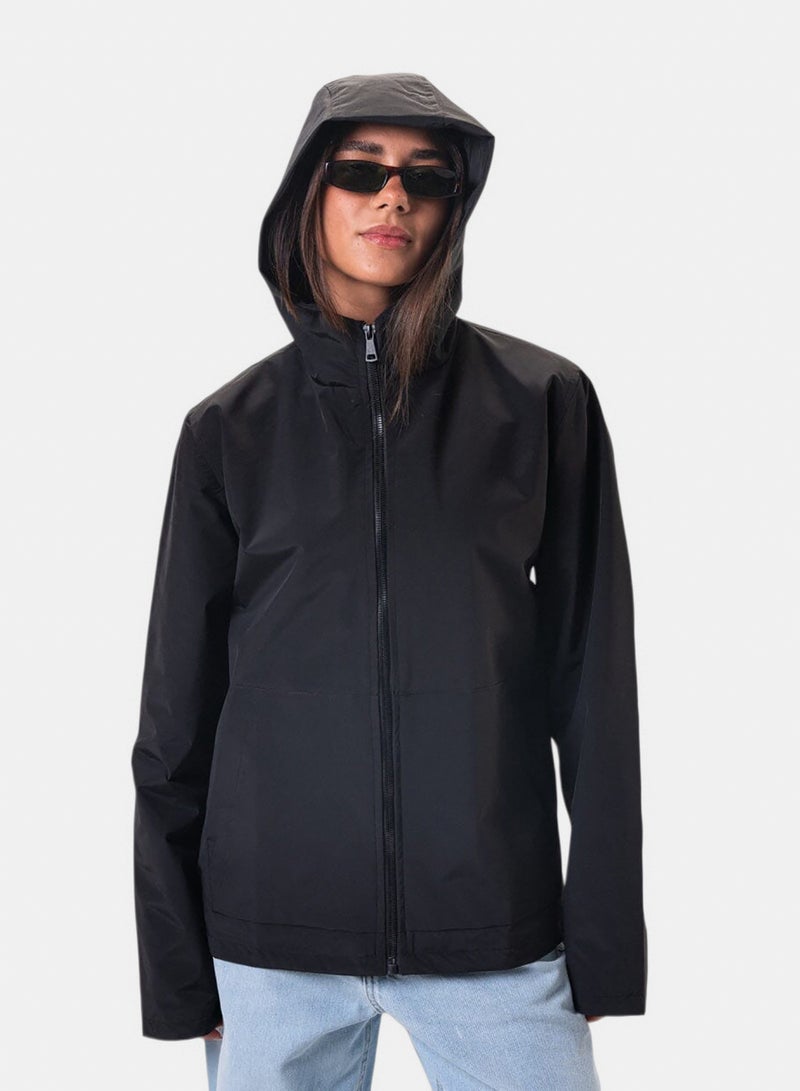 In Your Shoe Black Plain Oversized Thick Windbreaker - Image 3
