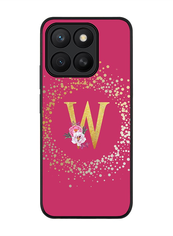 Stylizedd For Honor X8c Case,Slim fit Camera Protection, Shockproof Thin Phone cover  - Custom Monogram Floral - W ( Deep Pink )