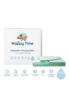 Nappy Time Disposable Changing Mats Value Pack x 100 pcs, Baby Diaper Mat, 100% Waterproof and Leakproof Mat - Green - pzsku/Z37B42A61877F4B7CDB01Z/45/_/1664868574/6a84e34b-fc44-423e-acee-c1865b680eba