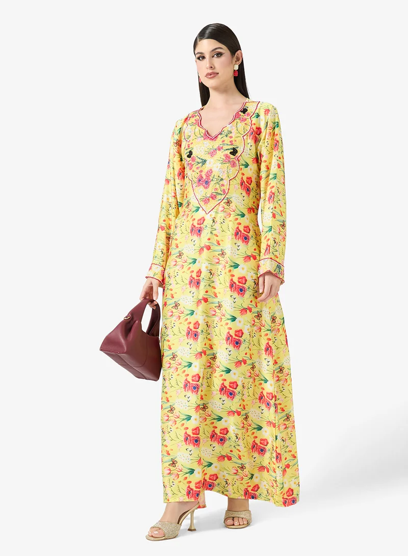 ARABIAN CLOSET  Embellished Belted Jalabiya for Women | Best Price UAE