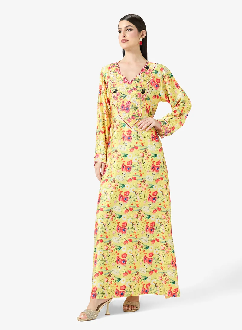 ارابيان كلوزيت Embellished Belted Jalabiya