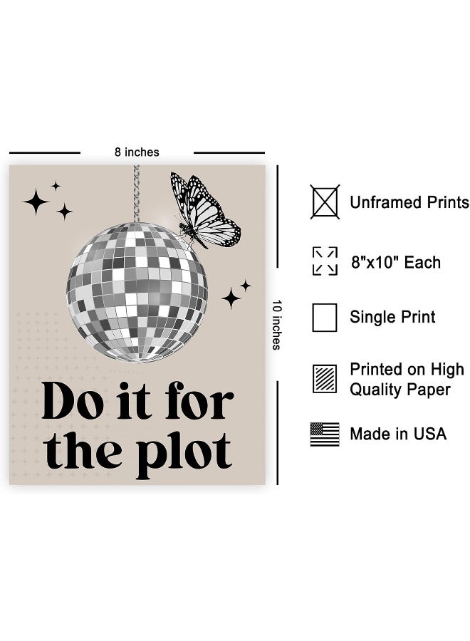 Poster Master Do It For The Plot Poster - Disco Ball Print - Butterfly Art - Pop Art - Trendy Art - Gift For Men & Women - Chic Decor For Bedroom, Office, Apartment Or Dorm - 8X10 Unframed Wall Art - Image 2