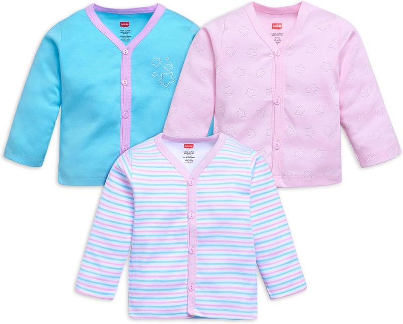 LuvLap Unisex Jhabla Set - 3 Pieces, 0-3 Months, Multicolour - Image 1