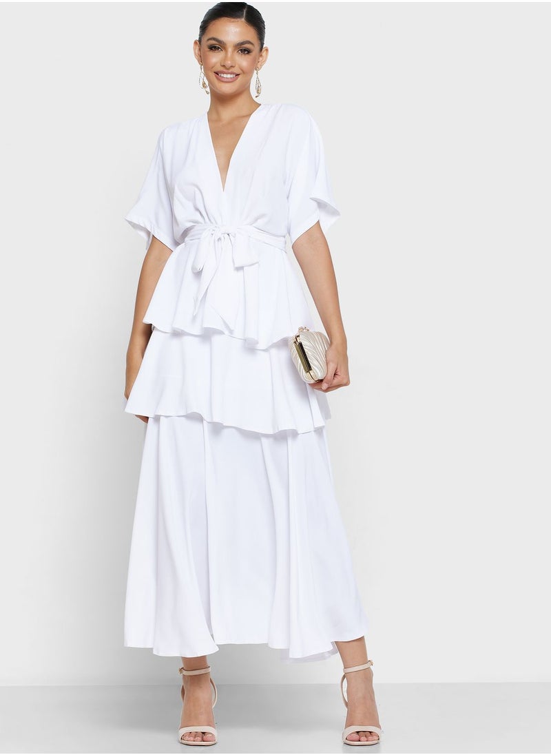 John Zack - Ruffle Tie Detail Dress - Image 1