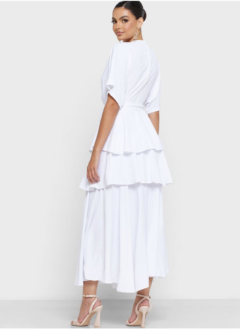 John Zack - Ruffle Tie Detail Dress - Image 1