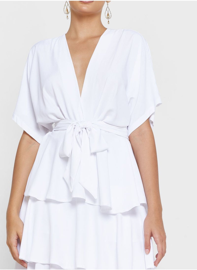 John Zack - Ruffle Tie Detail Dress - Image 1