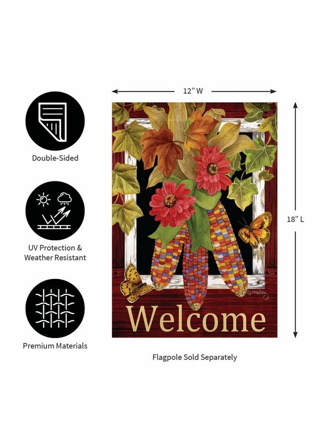 Evergreen Flag Fall Corn Garden Flag, Welcome Fall Garden Flags 12X18 Double Sided, Small Garden Flags For Outside, Fall Decorations For Home, Porch, Yard - Image 2