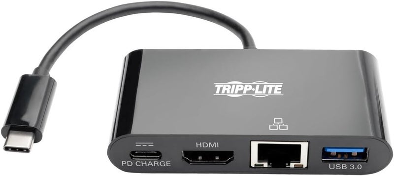 TRIPPLITE USB C to HDMI Multiport Adapter Converter Docking Station w/ USB-A Hub, Gigabit Ethernet Thunderbolt 3 USB Type C 1080p Black (U444-06N-HGUB-C) - Image 3